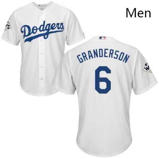 Mens Majestic Los Angeles Dodgers 6 Curtis Granderson Replica White Home 2017 World Series Bound Cool Base MLB Jersey